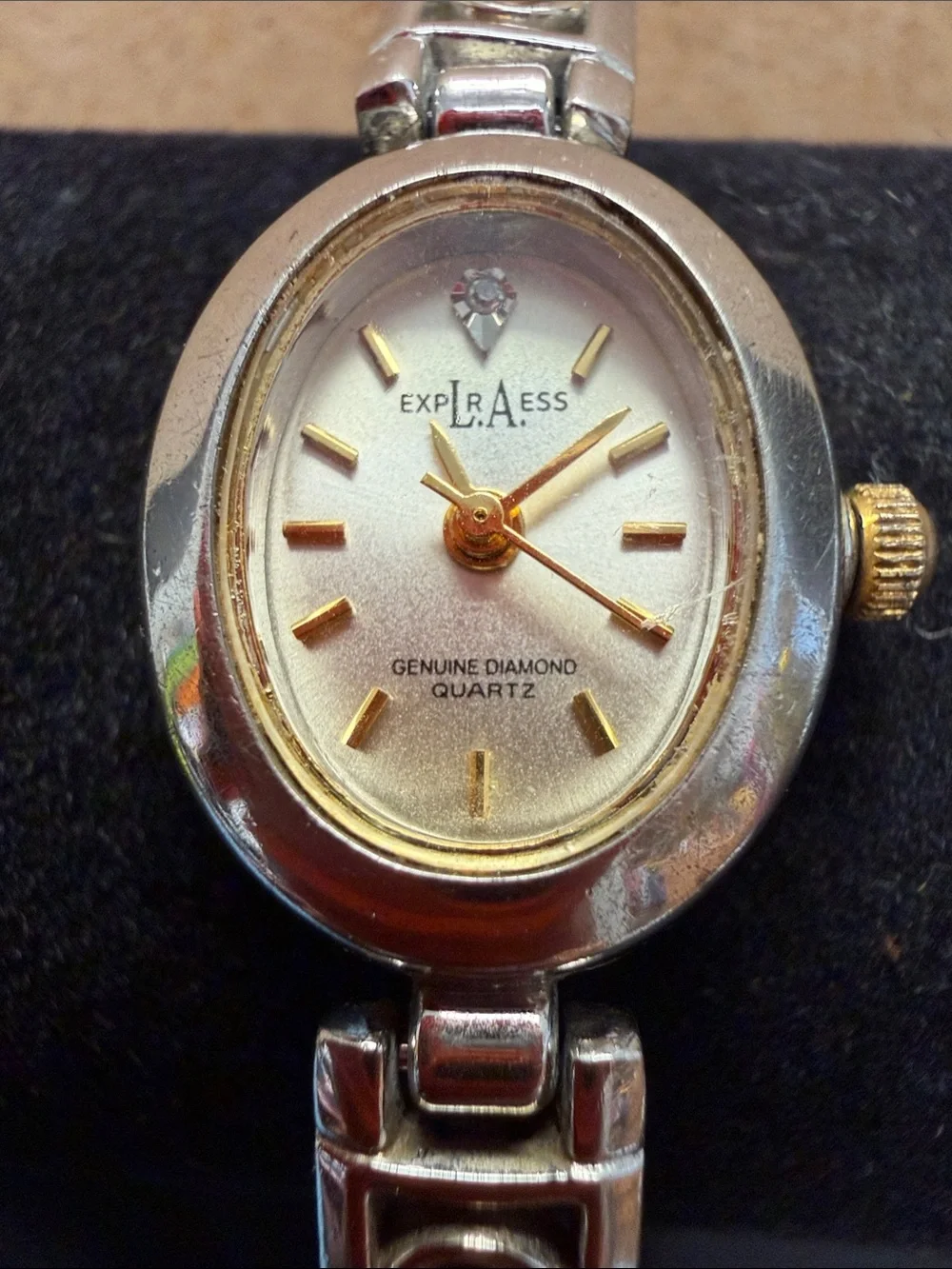 Vintage EUC L.A. Express Two Tone Gold & Silver Tone with Genuine Diamond